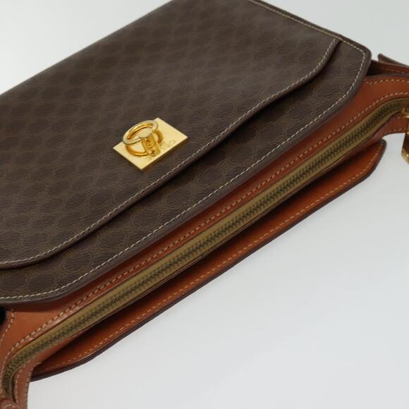 CELINE Macadam Canvas Shoulder Bag Pvc Leather Brown Gold - Picture 6 of 12